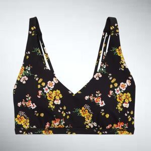 Size M OFFLINE by Aerie Goals Plunge Sports Bra in True Black